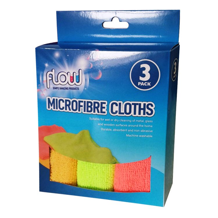 Flow Microfibre Cloths 3pk