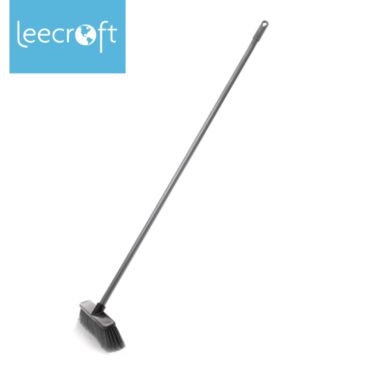Leecroft Deluxe Plastic Broom Stiff & Coloured Handle
