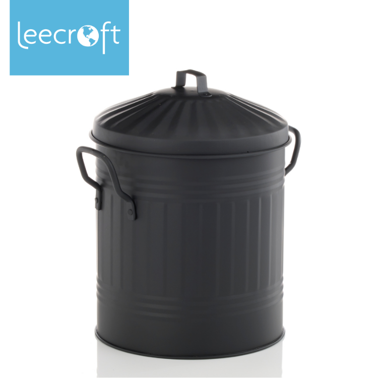 Leecroft Metal Mini Bin Black 12 x 10''