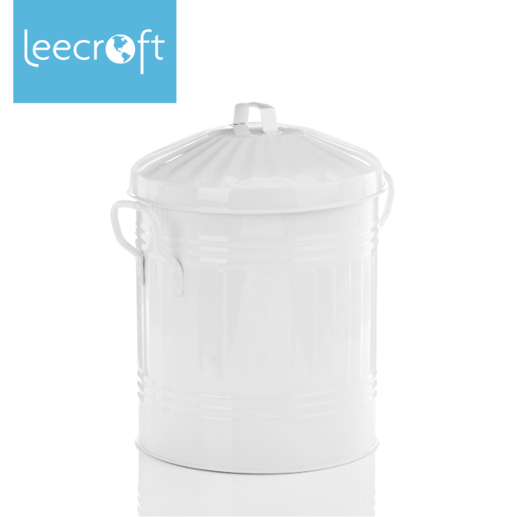 Leecroft Metal Mini Bin White 12 x 10''