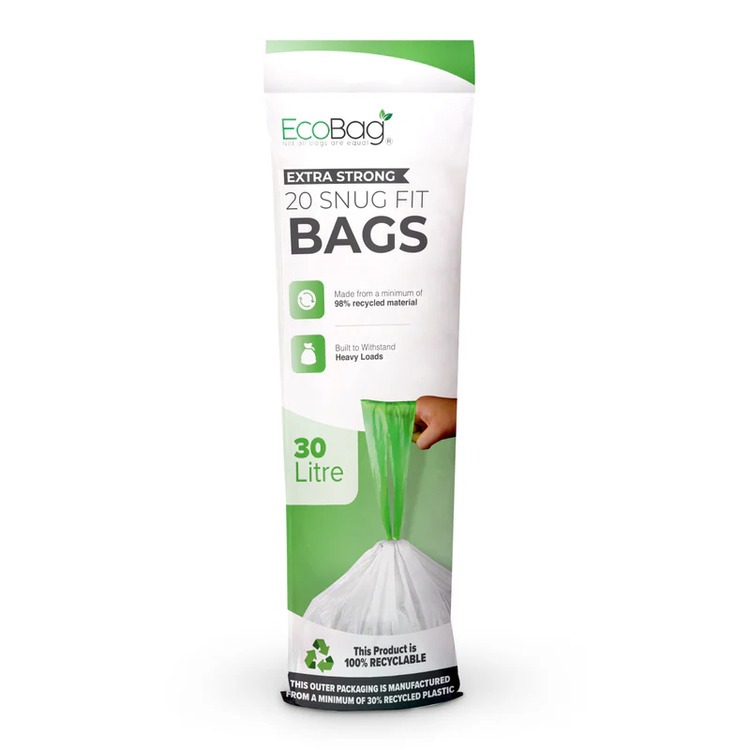 Ecobag Extra Strong Kitchen Drawstring Bin Liners 30L 20pk