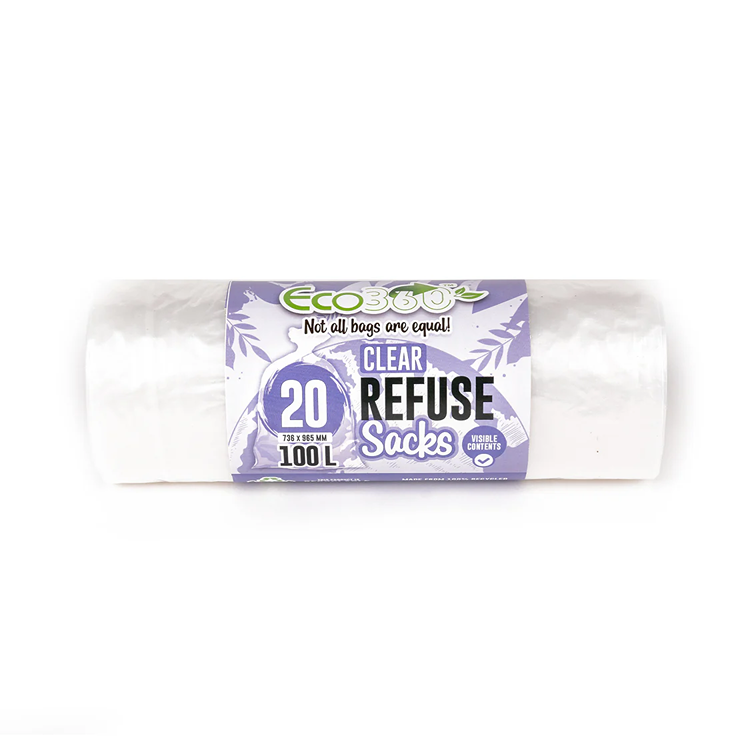 Eco360 100L Clear Recycling Sacks 20pk