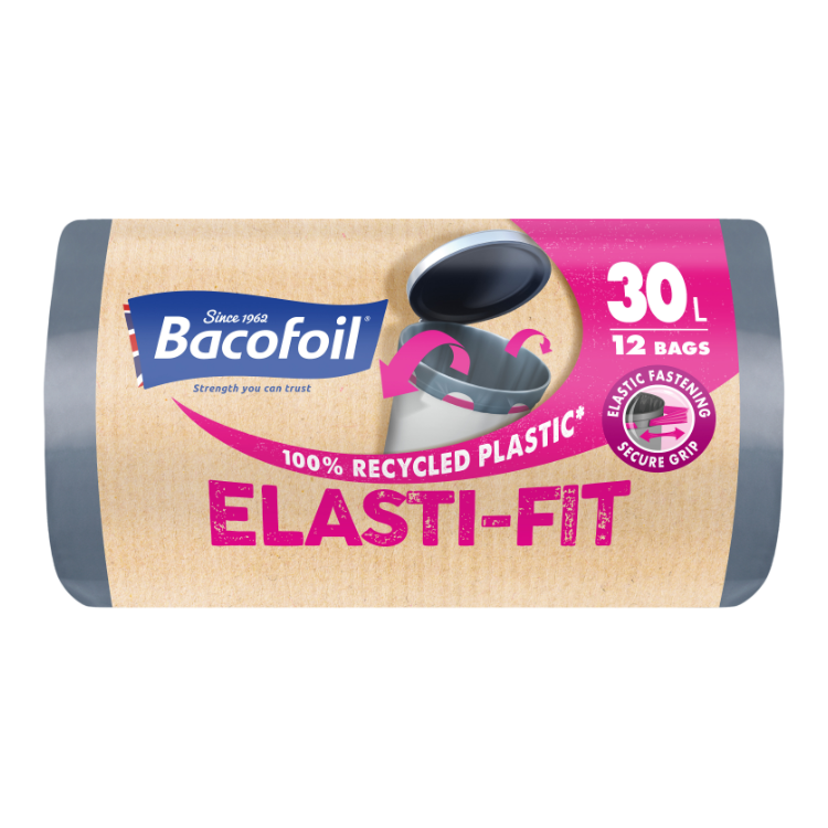 Bacofoil Elasti-Fit Kitchen Bin Liners 30L 12pk