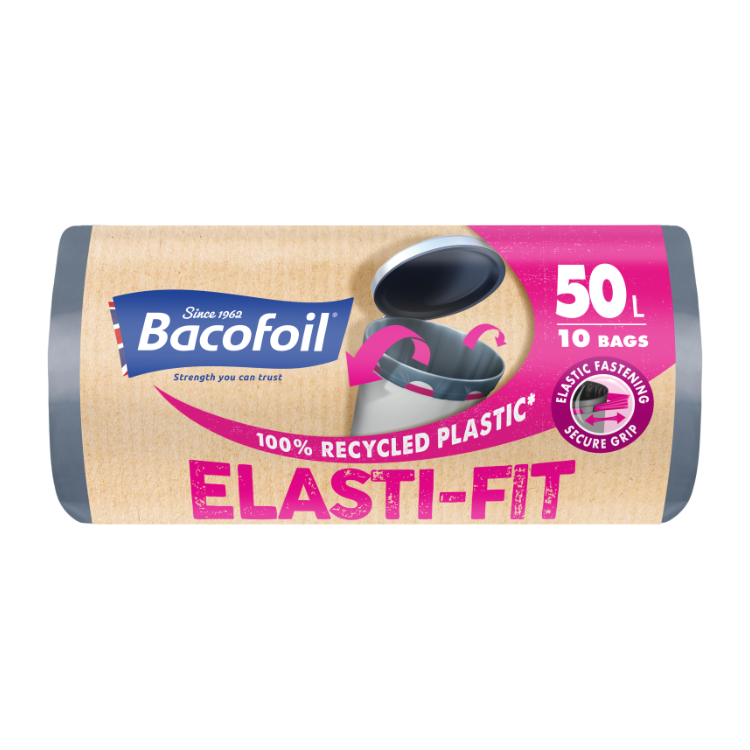 Bacofoil Elasti-Fit Kitchen Bin Liners 50L 10pk