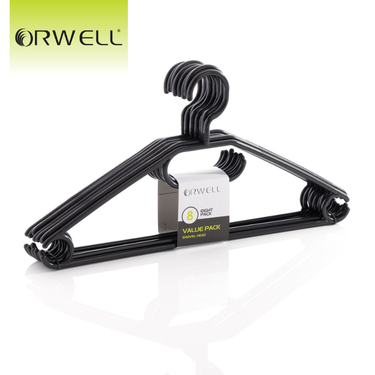 Orwell Value Swivel Head Hangers Black 8pk 