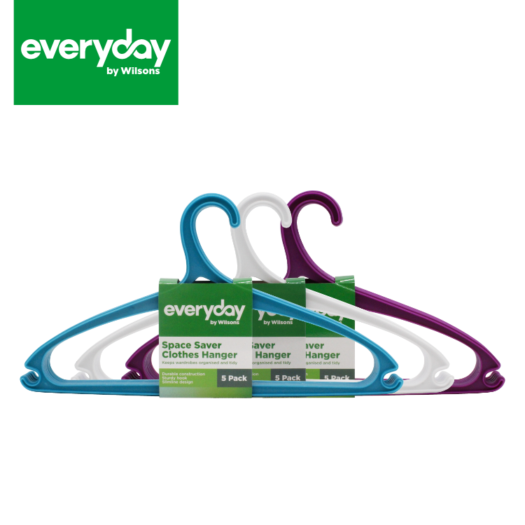 Everyday By Wilsons Plastic Space Saver Clothes Hanger 5pk