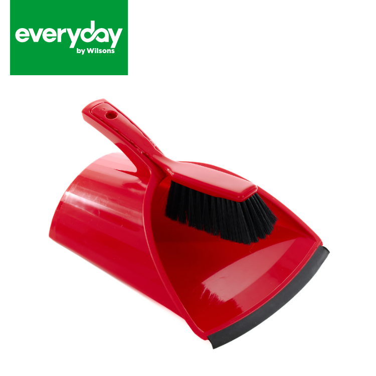 Everyday By Wilsons SCOOPA Dustpan & Brush Stiff Red