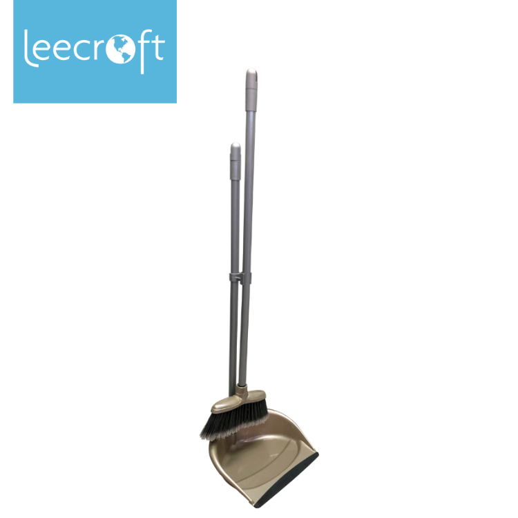 Leecroft Long Handle Folding Dustpan & Brush Set