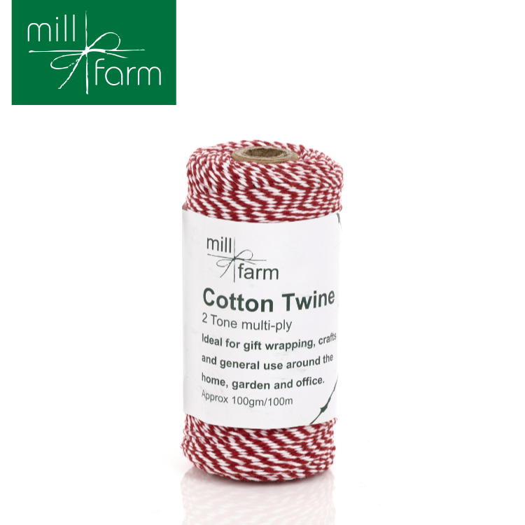 Mill Farm Cotton Twine Spool 2 Tone Red/White 100g/ 100m