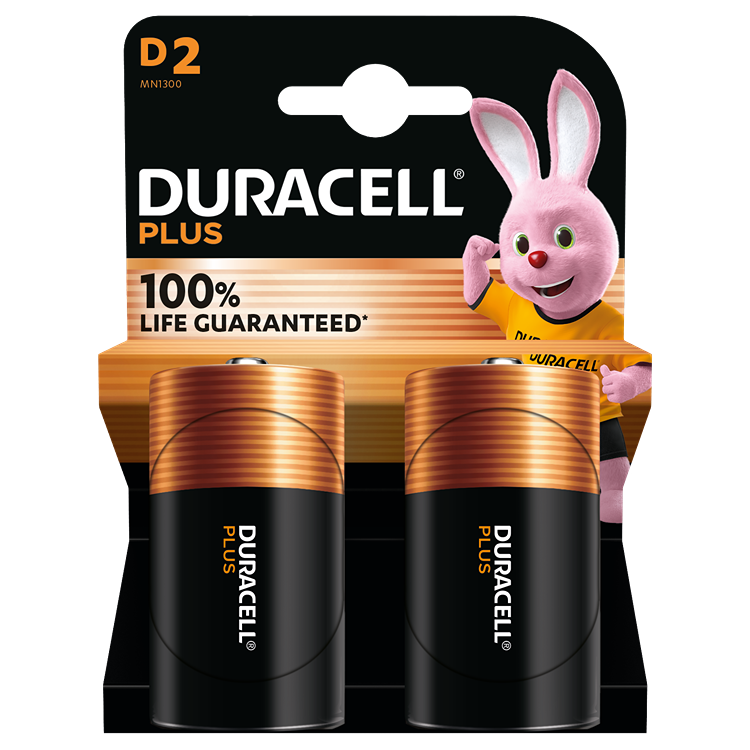 Duracell Plus Power MN1300 D Battery 2pk