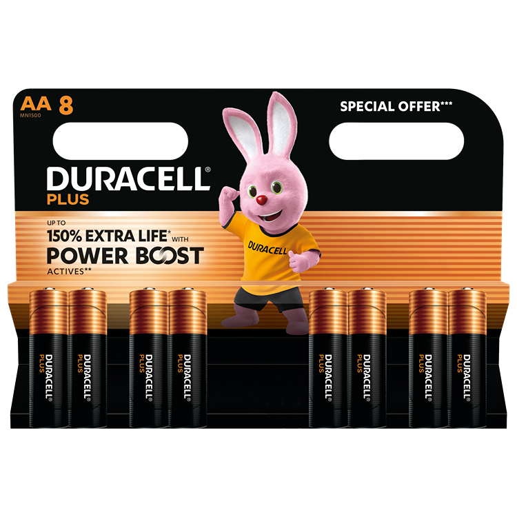 Duracell Plus Power Boost MN1500 AA Battery Special Offer 8pk 