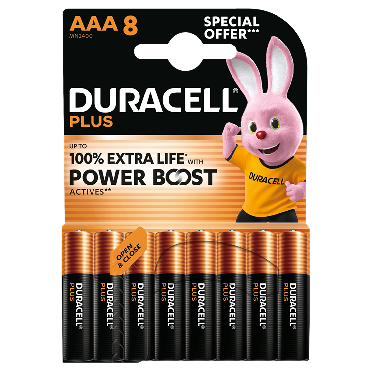 Duracell Plus Power Boost AAA Battery Special Offer 8pk