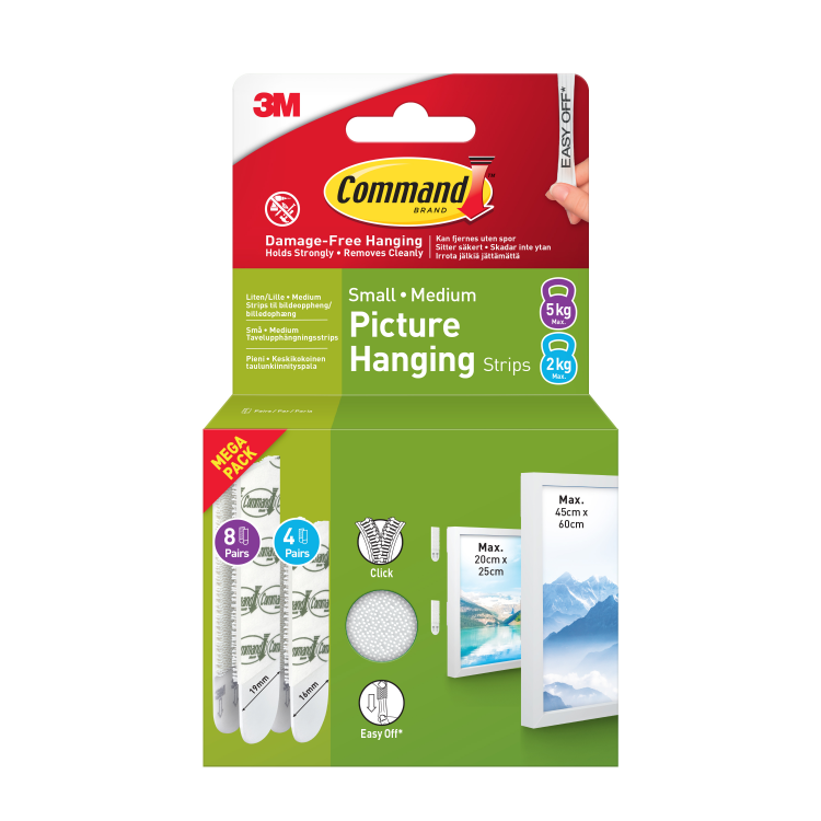17203WHI-12-UKN-VP Command Picture Strips Small/Medium Combi Pack