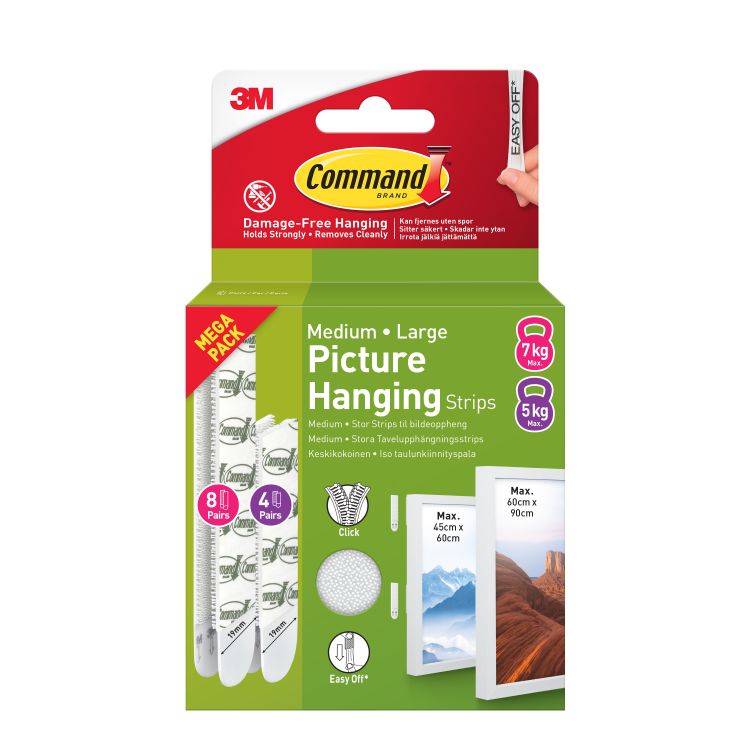 17209WHI-12-UKN-VP Command Picture Strips Medium/Large Combi Pack