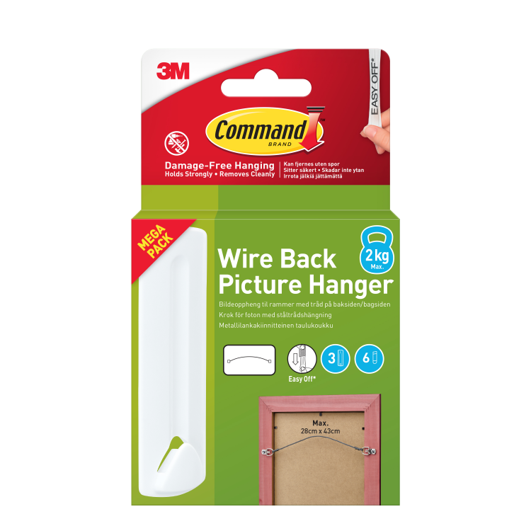 17043-3-UKN Command Wire Back Picture Hanger Value 2.2kg 3pk