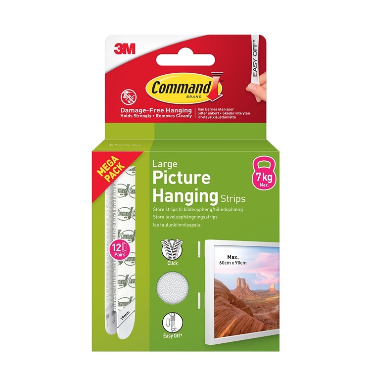 17206WHI-12-UKN-VP Command Large Picture Hanging Strips 7.2kg 12pk