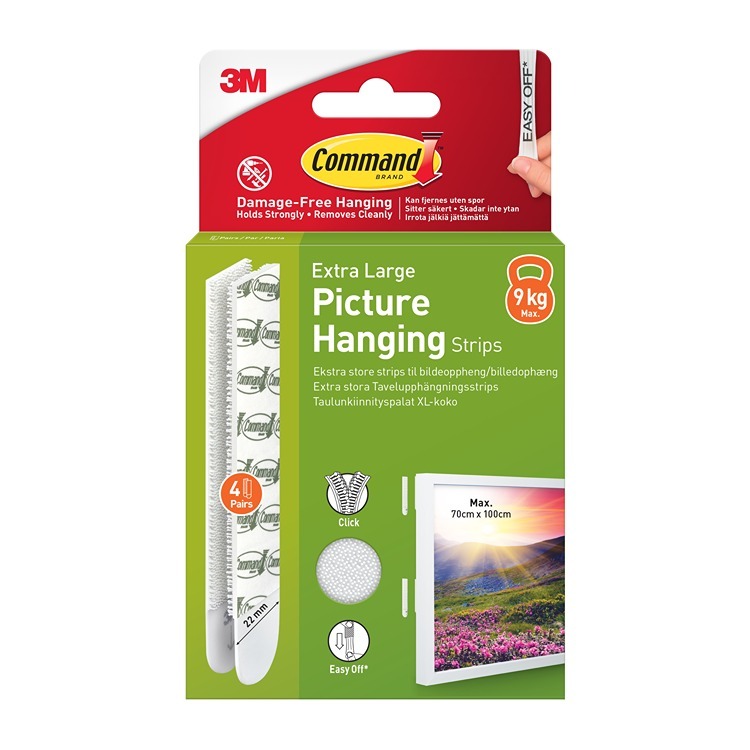 17217WHI-4-UKN Command X-Large Picture Hanging Strips White 9kg 4pk