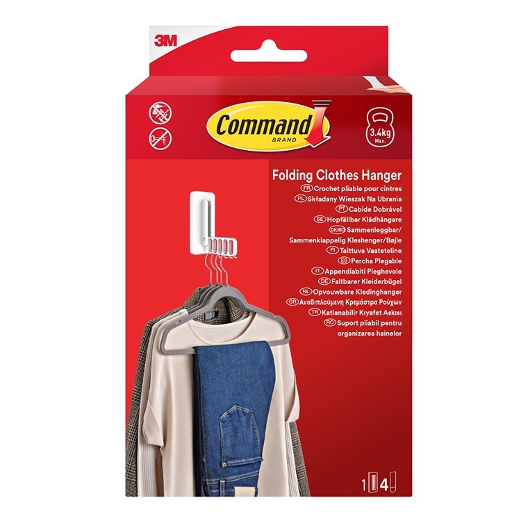 17029-WHI-1-EU Command Folding Clothes Hanger