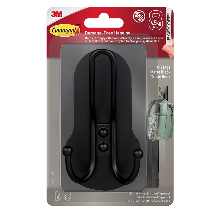 17038MB-1-UKN Command XL Triple Hook Matte Black