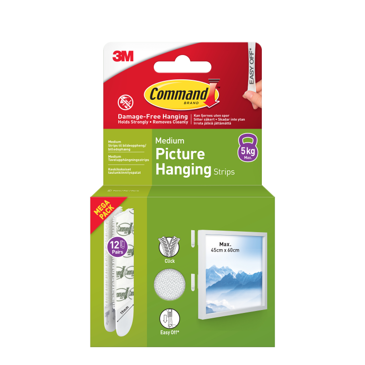 17204WHI-12-UKN-VP Command Medium Picture Hanging Strips Value 5kg 12pk