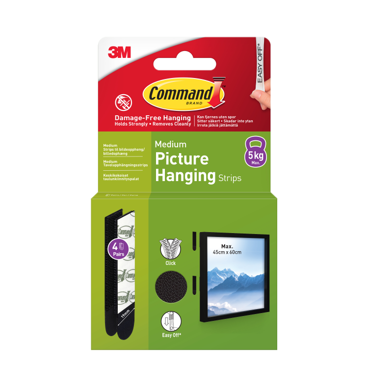 17204BLK-4-UKN Command Medium Picture Strips Black 5.4kg 4pk