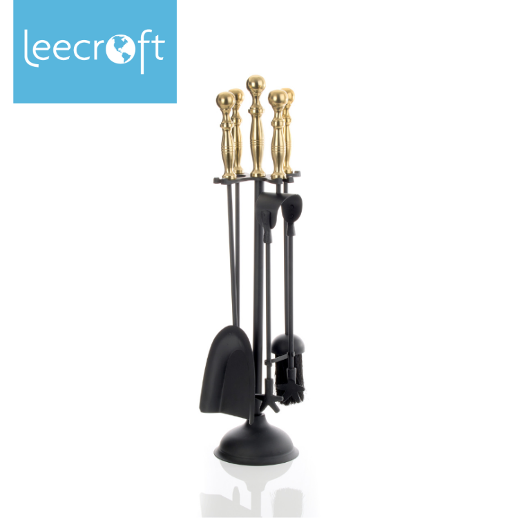 Leecroft Turn Handle Companion Set Black/Brass 25''