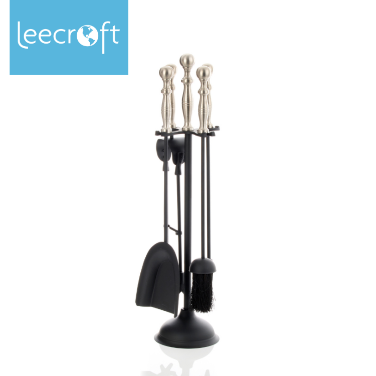 Leecroft Turn Handle Companion Set Black/Pewter 25''