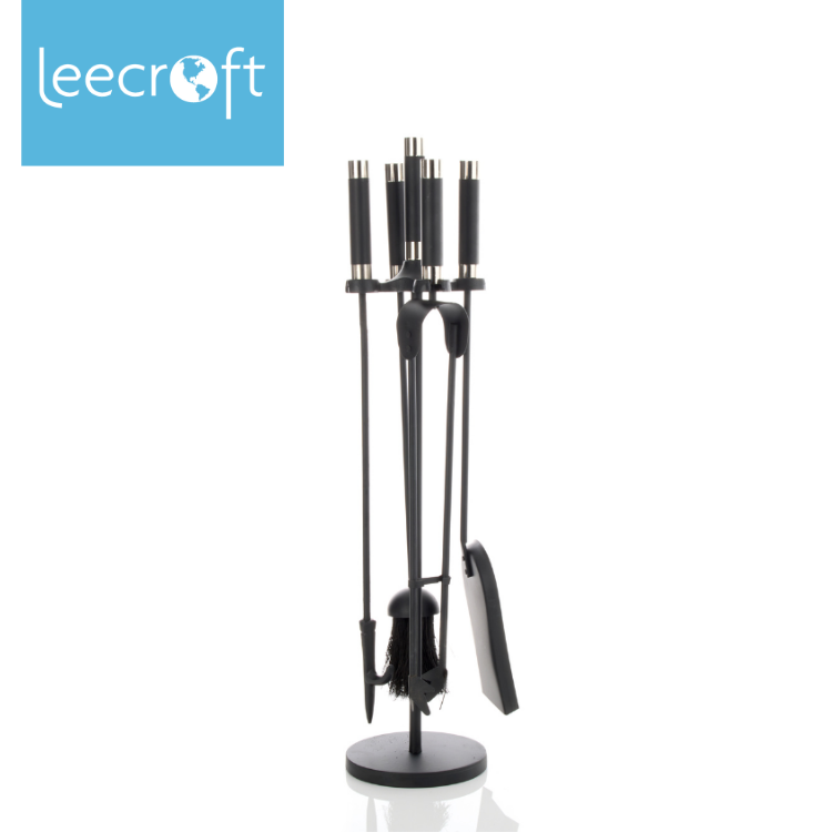 Leecroft Contemporary Companion Set Black/Nickel 25''