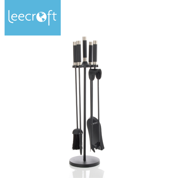 Leecroft Contemporary Companion Set Black/Pewter 25''
