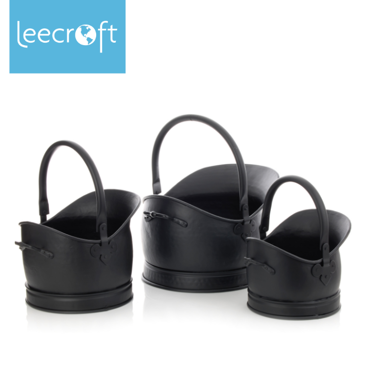 Leecroft Cromwell Bucket Black Set of 3