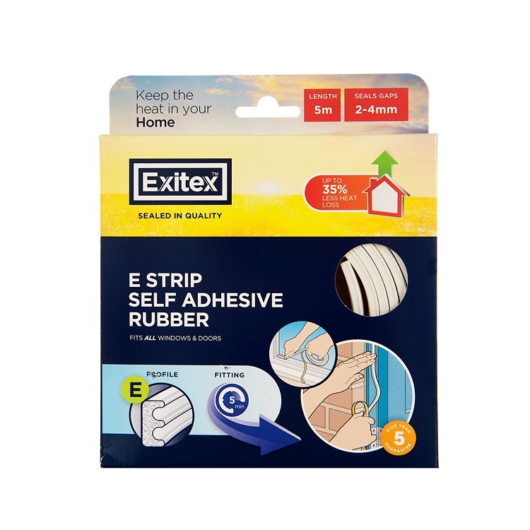 Exitex Self Adhesive E Strip White 5m (Gaps 2-4mm)