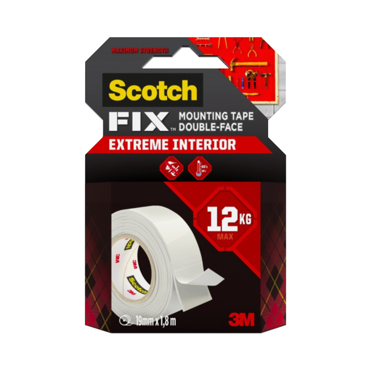 Scotch Fix Extreme Interior Mounting Tape 12kg 19mm x 1.8m