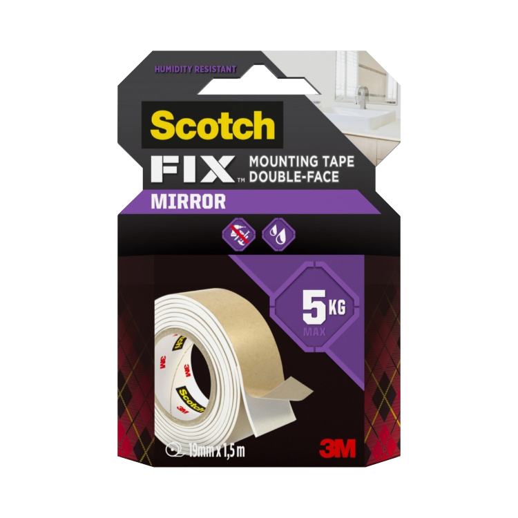 Scotch Fix Mirror Mounting Tape 5kg 19mm x 1.5m