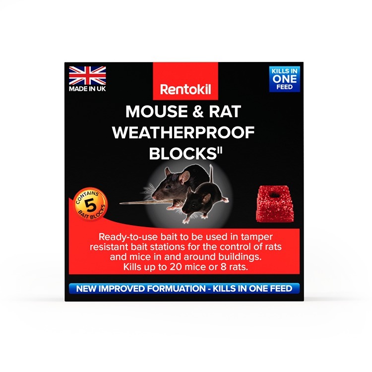 Rentokil Mouse & Rat Weatherproof Blocks 20g 5pk