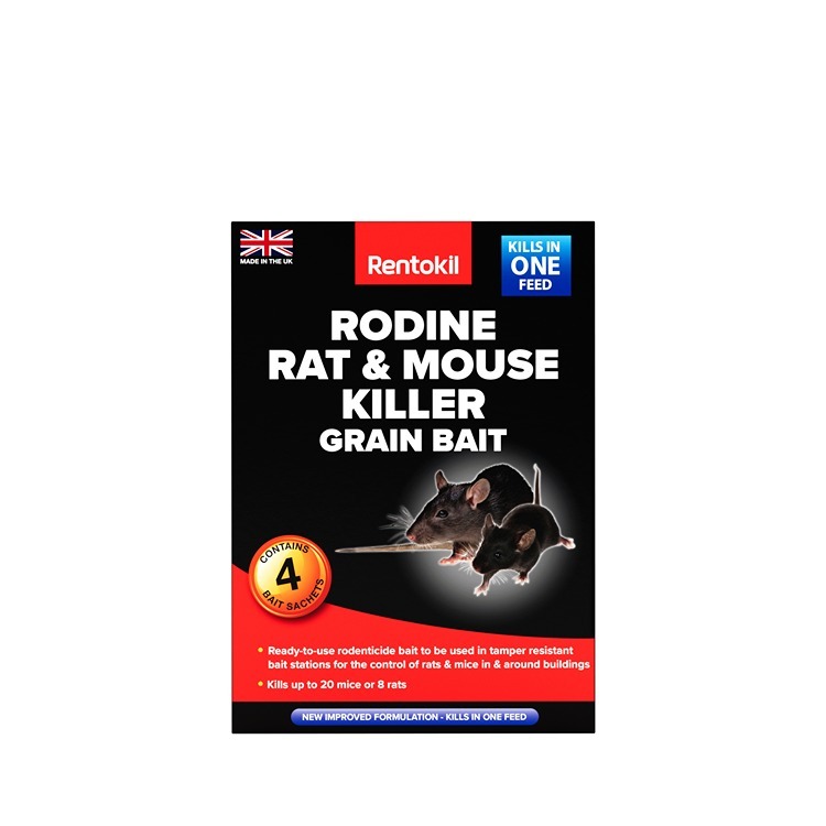 Rentokil Rodine Rat & Mouse Killer Grain Bait 25g 4pk