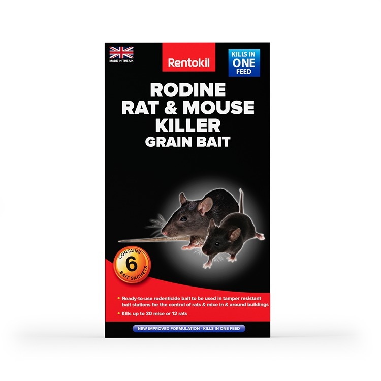 Rentokil Rodine Rat & Mouse Killer Grain Bait 25g 6pk