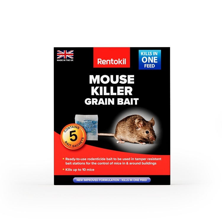 Rentokil Mouse Killer Grain Bait 5 x 10g