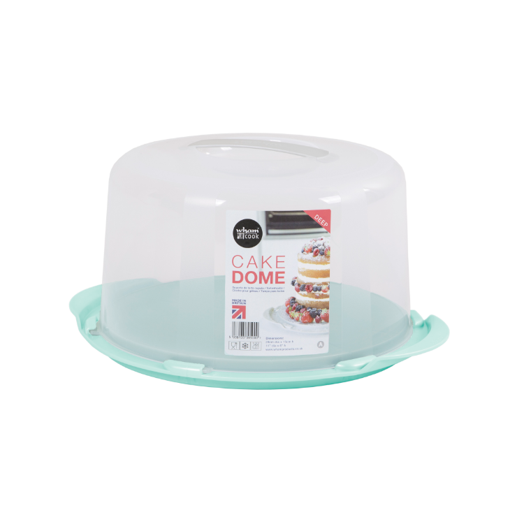 Plastic Deep Round Cake / Cheese Dome Mint / Clear 15cm