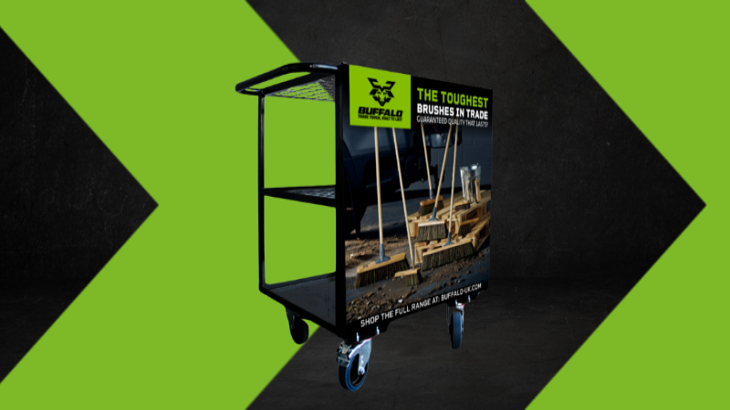 Boost Sales and Store Efficiency with the FOC Buffalo Brushware Display Trolley
