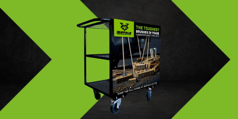 Boost Sales and Store Efficiency with the FOC Buffalo Brushware Display Trolley